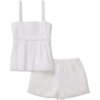 Petite Plume Luna Cotton Voile Short Pajamas in White at Nordstrom, Size X-Large