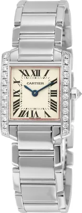 Cartier Pre-owned Cartier Tank Francaise Silver Grained Dial Ladies Watch WE1002S3