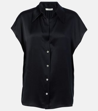 Vince Ruched silk satin top