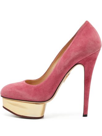 Charlotte Olympia pre-owned 150mm suede platform pumps - Pink