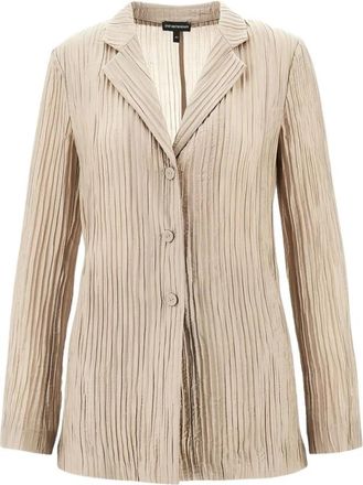 Emporio Armani Single-breasted Blazer Jacket - Dames - Overhemden - Beige - XL - Overhemden