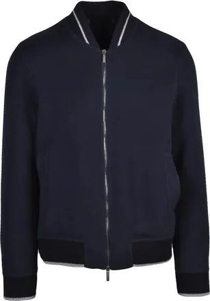 PESERICO Blue Unlined Virgin Wool-Cashmere Zip Jacket