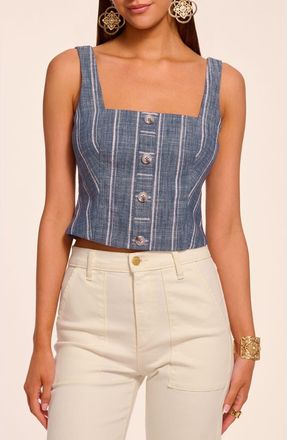 Ramy Brook Olive Stripe Cotton Blend in Indigo Stripe at Nordstrom, Size X-Small