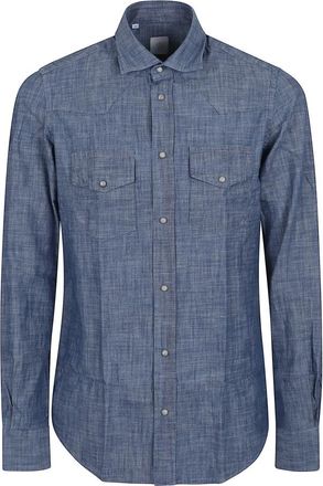 Eleventy Blauw Overhemd Stijlvol Design - Heren - Casual Overhemden - Blauw - S - Katoen - Overhemden