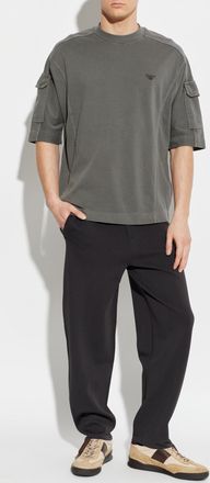 Emporio Armani T-shirt With Sleeve Pockets, Mens, Grey
