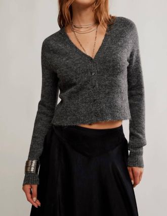 Free People School Girl Cards Tee In Charcoal
