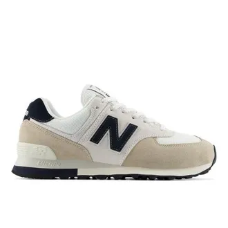 New Balance Unisex 574 en Blanco/Beige, Gamuza/Malla, Talla 37.5