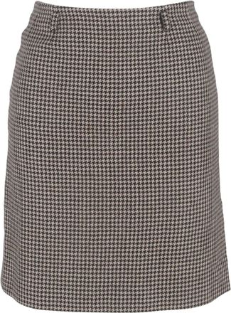 Max Mara Houndstooth-Print Mini Skirt in Beige Wool