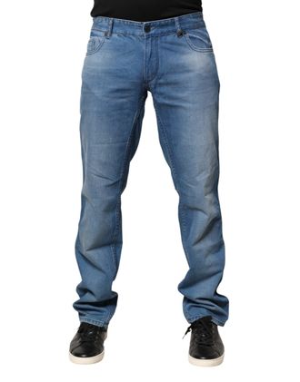 Roberto Cavalli Blauwe Gewassen Katoenen Skinny Fit Heren Denim Broek Jeans