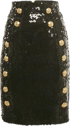 Balmain Minigonna con paillettes - Nero