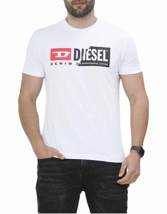 Diesel Mens Diesel T-Diego-Cuty Logo Mens T Shirts Crew Neck Short Sleeve Slim Summer Tee - White - Size: 36