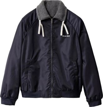 Miu Miu Omkeerbaar bomberjack met geborduurd logo - Blauw
