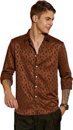 Campus Sutra Mens Chocolate Brown Mozaic-Tactile Shirt