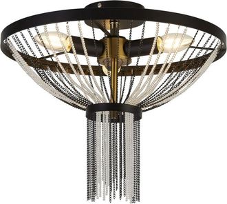 Searchlight Searchlight - Lampadario Contemporaneo Baguette Acciaio Nero Policarbonato Ottone 3 Luci E14