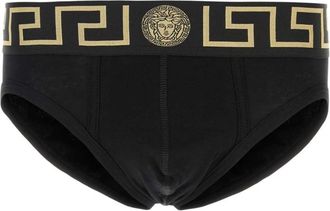 Versace Bottoms, male, Black, Size: XL Black Cotton Brief Set