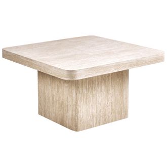 Beliani Mesa De Centro Tablero De Mdf Chapado Base Con Aspecto De Piedra Dise&ntilde;o Moderno 80 X 80 Cm Beige Duson