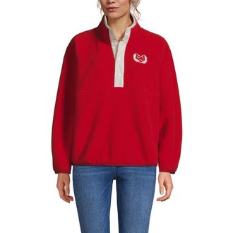 Lands End Unisex Snap Neck Fleece Pullover in Compass Red at Nordstrom, Size Xx-Large