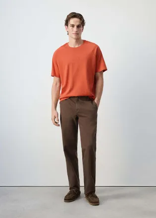 Mango Maglietta relaxed-fit misto cotone lino rosa geranio - Uomo - XXL - MANGO MAN