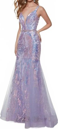 Alyce Paris Asymmetrical Shoulder Prom Dress In Light Orchid