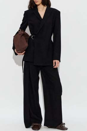 Loewe Wool Blazer With Belt, Womens, Black