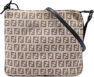 Fendi Pre-owned Canvas Crossbody Bag - Dames - Vintage Schoudertas - Beige - ONE Size - Leer - Vintage