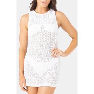Roxy Open Stich Cover-Up Minidress in White at Nordstrom Rack, Size Large