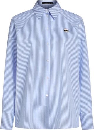 Karl Lagerfeld Ikon gestreept shirt - Dames - Overhemden - Blauw - M - Katoen - Overhemden