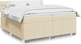 vidaXL Vidaxl - Cama Box Spring Con Colch&oacute;n Tela Color Crema 200x200 Cm