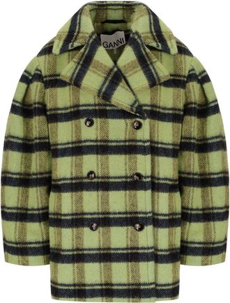 Ganni CAPPOTTO DOPPIOPETTO LIME SHERBET GANNI