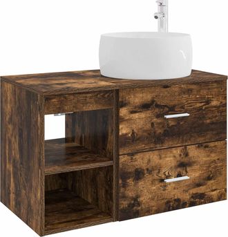 vidaXL Juego De Muebles De Ba&ntilde;o 2 Uds. Roble Ahumado Vidaxl