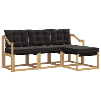 vidaXL Conjunto De Sof&aacute;s De Exterior Con Coj&iacute;n 4 Pcs Blanco Y Negro Vidaxl