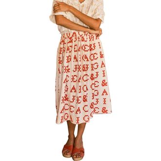 Ace & Jig Riri Below the Knee Pull-on Skirt in Monogram at Nordstrom, Size X-Small