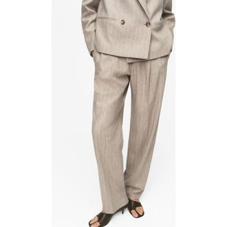 Mango Pinstripe Wool Blend Pull-On Pants in Grey at Nordstrom Rack, Size 8