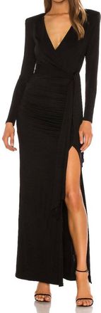 Alice & Olivia Kyra Plunging Draped Maxi Dress In Black