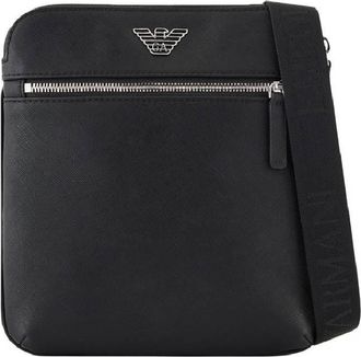 Emporio Armani Eagle Plate Saffiano Leather Shoulder Bag