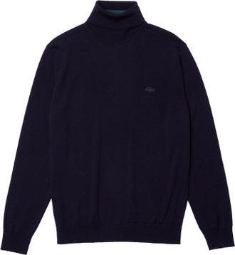Lacoste High-Neck Sweater in 100% Pure Wool with Minimalist Design