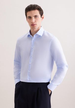 Seidensticker Businesshemd SEIDENSTICKER Schwarze Rose, Herren, Gr. XXL (45), normale &Auml;rmell&auml;ngen, blau, 100% Baumwolle, unifarben, slim fit, 2-Knopf-Manschette, He