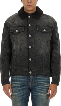 Balmain Mens Destroyed Jacket - Dark Grey Cotton - Size EU 48 (Mens)