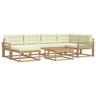 vidaXL Conjunto De Sof&aacute;s De Exterior 7 Pcs Blanco Y Crema Vidaxl