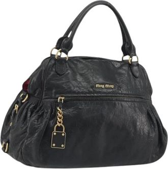 Miu Miu Pre-owned Hand Bag - Dames - Vintage Handtas - Zwart - ONE Size - Leer - Vintage