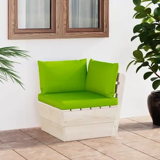 vidaXL Sof&aacute; De Esquina De Palets De Jard&iacute;n Cojines Abeto Impregnado Vidaxl