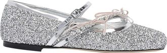 Jimmy Choo London Silver Loli Flat Ballets