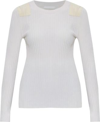 Helmut Lang Top a coste a maniche lunghe - Bianco