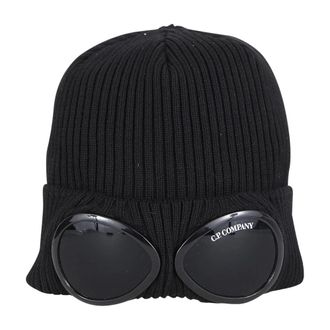 C.P. Company Beanies, male, Black, Size: ONE SIZE Goggle Beanie