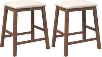 vidaXL Vidaxl - Sillas de bar con cojines 2 uds madera maciza marrón caucho