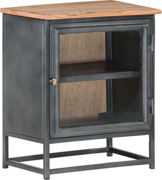 vidaXL Vidaxl - Mesita De Noche De Madera Maciza De Acacia Gris 40x30x50 Cm