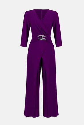 Joseph Ribkoff Womens Silky Knit Wrap Jumpsuit In Empress