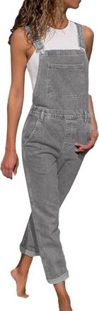 Generic Denim Overalls for Women Loose Fit Jean Denim Bib Jumpsuit High Waist DenimDungarees Casual Loose Sleeveless Overalls Rompers Adjustable Straps with P