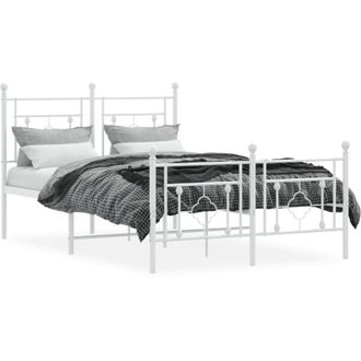 vidaXL Metal Bed Frame without Mattress with Footboard White 120x200cm Vidaxl