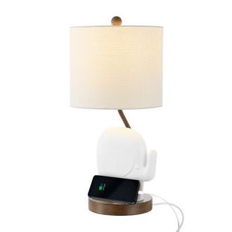 Jonathan Y Designs Ellie 20.25 Bohemian Designer Iron/Resin Elephant LED Kids Table Lamp with Phone Stand and USB Charging Port in White at Nordstrom